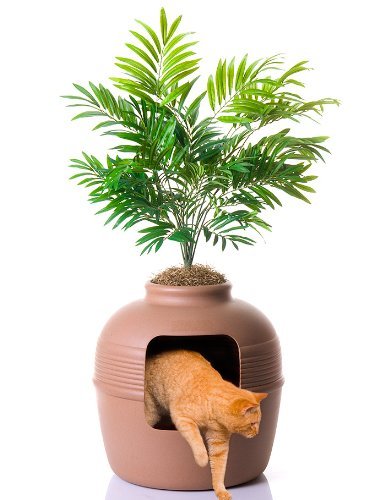 Discreet litter box furniture made to look like a planter.