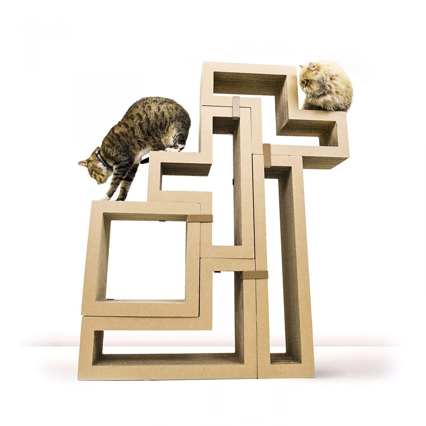 Tetris Inspired Modular Cat Tree - You will LOVE this Katris modular cat tree. Talk about versatility, the Katris shelves coupled with the Katris wall mount kit means you can put it on the floor OR hang them on your walls! 