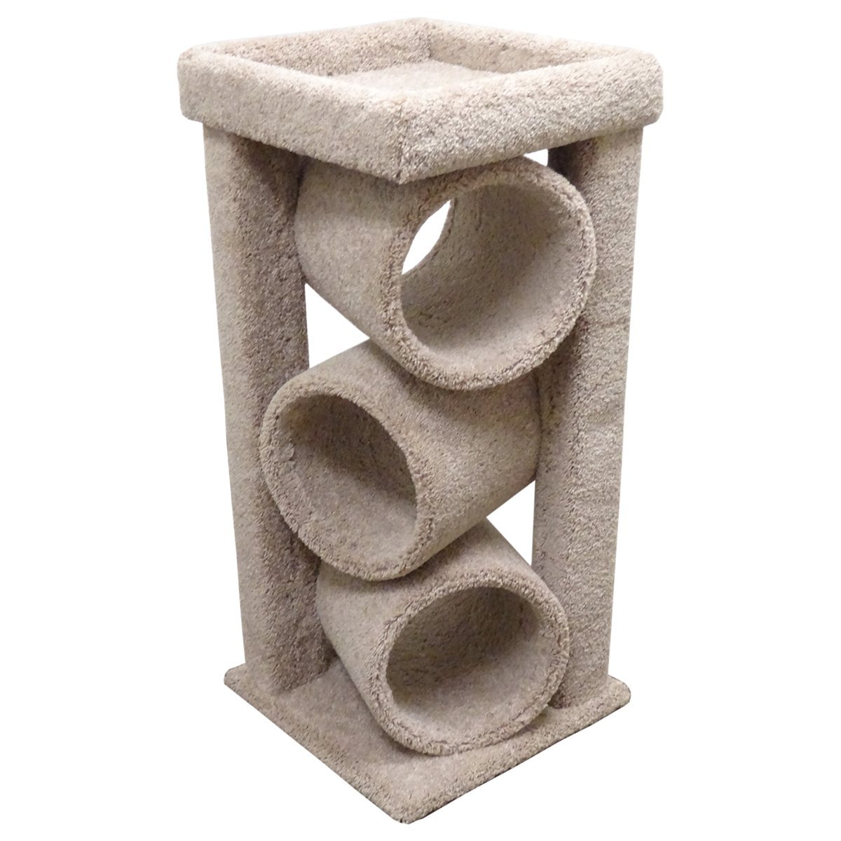 Triple Tunnel Carpeted Cat Tree