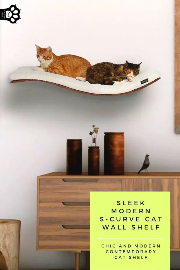 This sleek modern S-curve cat wall shelf from Tuft + Paw is a surefire winner when you are looking for modern cat furniture shelves, it'll go perfectly with modern and minimalist decor.