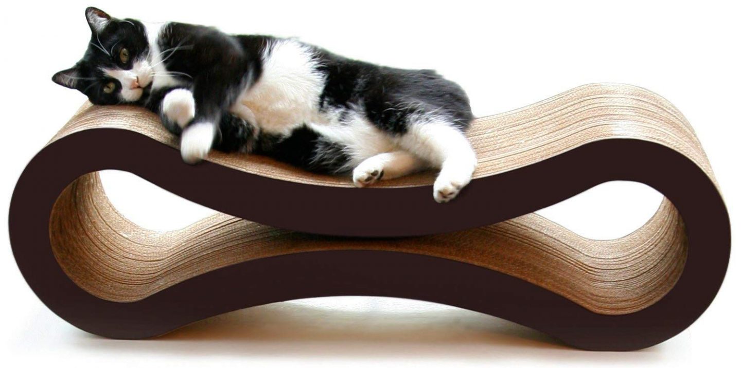 The PetFusion cardboard cat scratcher turns into a great cheap DIY cat shelf!