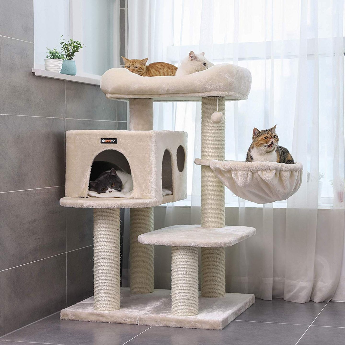 Adjustable cat trees can make it so much easier to get a carpeted cat tree that works well in your space with your decor.