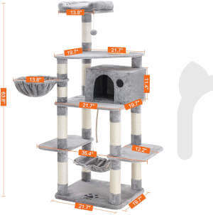 The specific measurements for this large large cat tree with plush comfy carpet.