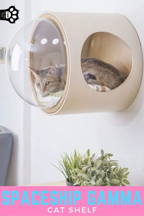 The Spaceship Gamma cat shelf is a wonderful modern piece of cat furniture with dual purpose as a bed for your cat.