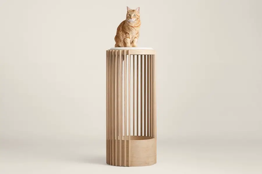 The Grove is a modern cat tree, and you can see it pictured here.  It could almost pass as a side table or piece of furniture.